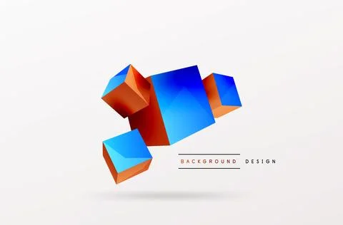 3d cubes vector abstract background. Composition of 3d square shaped basic Stock Illustration