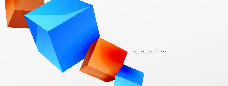 3d cubes vector abstract background. Composition of 3d square shaped basic Stock Illustration