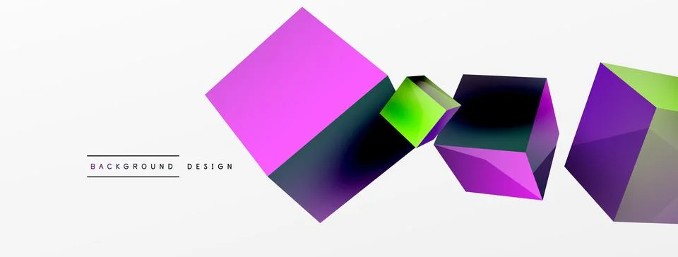 3d cubes vector abstract background. Composition of 3d square shaped basic Stock Illustration