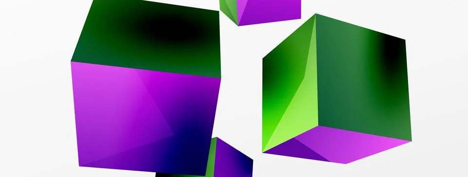 3d cubes vector abstract background. Composition of 3d square shaped basic Stock Illustration
