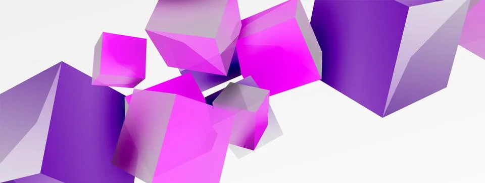 3d cubes vector abstract background. Composition of 3d square shaped basic Stock Illustration