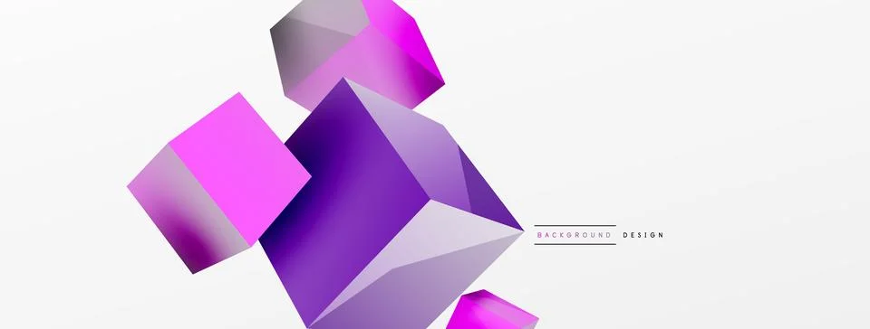 3d cubes vector abstract background. Composition of 3d square shaped basic Stock Illustration