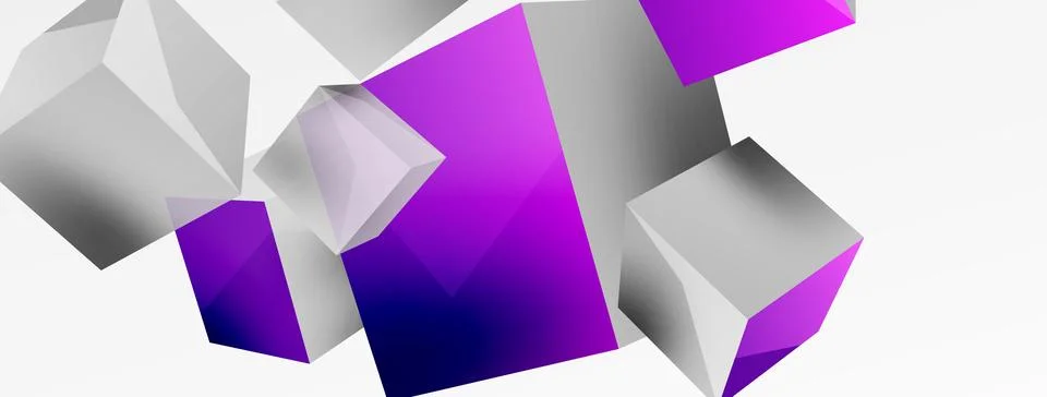 3d cubes vector abstract background. Composition of 3d square shaped basic Stock Illustration