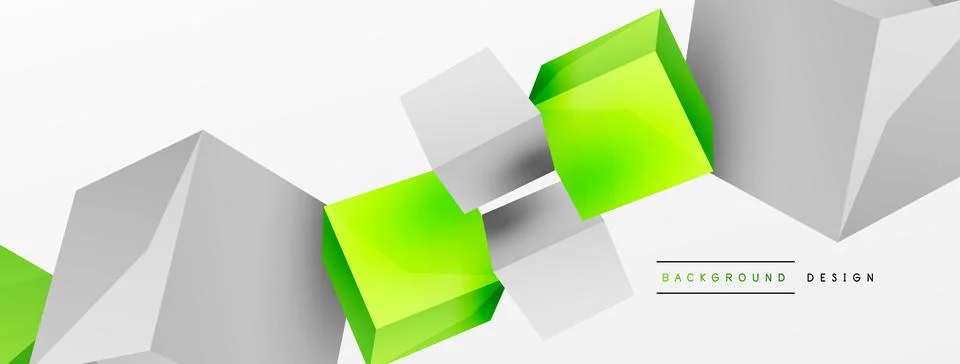 3d cubes vector abstract background. Composition of 3d square shaped basic Stock Illustration