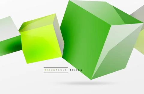 3d cubes vector abstract background. Composition of 3d square shaped basic Stock Illustration