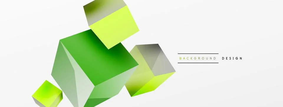 3d cubes vector abstract background. Composition of 3d square shaped basic Stock Illustration
