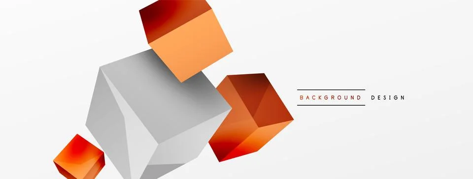 3d cubes vector abstract background. Composition of 3d square shaped basic 스톡 일러스트