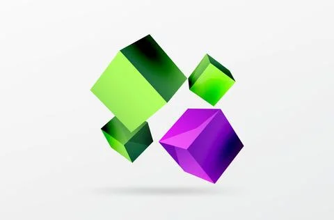 3d cubes vector abstract background. Composition of 3d square shaped basic Stock Illustration