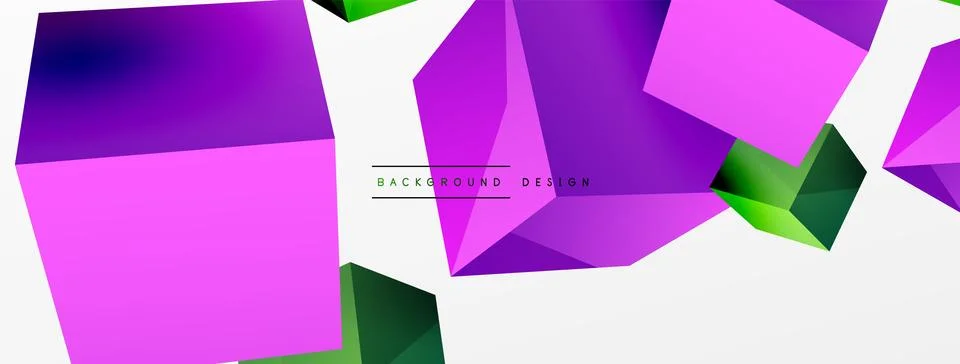 3d cubes vector abstract background. Composition of 3d square shaped basic Stock Illustration