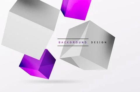 3d cubes vector abstract background. Composition of 3d square shaped basic Stock Illustration