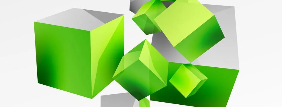 3d cubes vector abstract background. Composition of 3d square shaped basic Stock Illustration