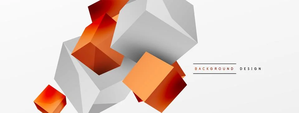 3d cubes vector abstract background. Composition of 3d square shaped basic Stock Illustration