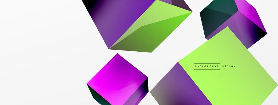 3d cubes vector abstract background. Composition of 3d square shaped basic Stock Illustration
