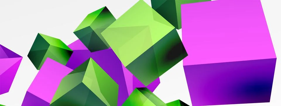 3d cubes vector abstract background. Composition of 3d square shaped basic Stock Illustration
