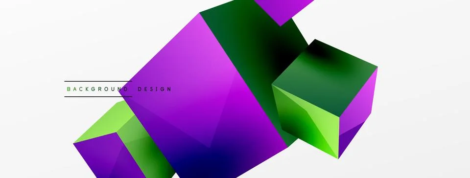 3d cubes vector abstract background. Composition of 3d square shaped basic Illustrazione stock