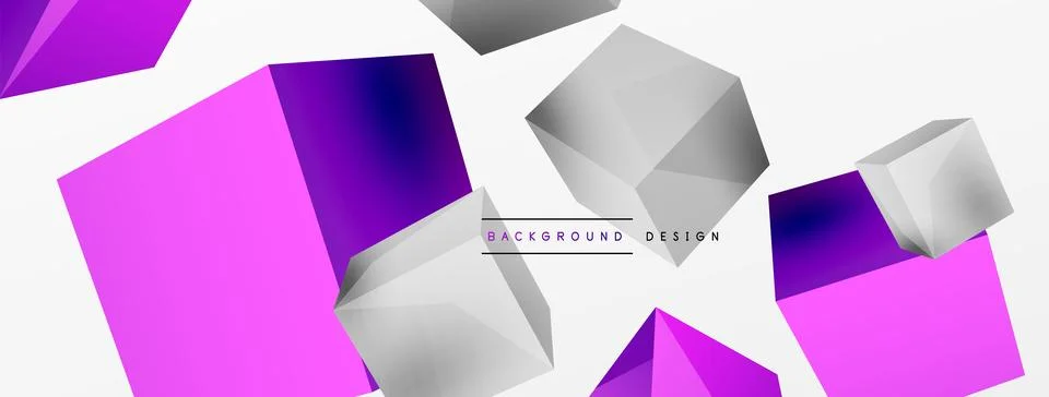 3d cubes vector abstract background. Composition of 3d square shaped basic Stock Illustration
