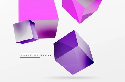 3d cubes vector abstract background. Composition of 3d square shaped basic Stock Illustration