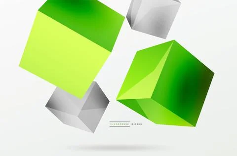 3d cubes vector abstract background. Composition of 3d square shaped basic Stock Illustration