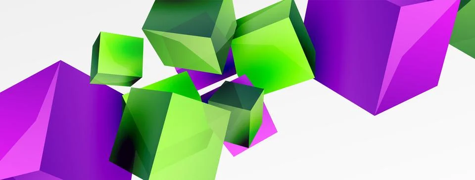 3d cubes vector abstract background. Composition of 3d square shaped basic Stock Illustration