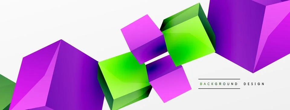 3d cubes vector abstract background. Composition of 3d square shaped basic Stock Illustration