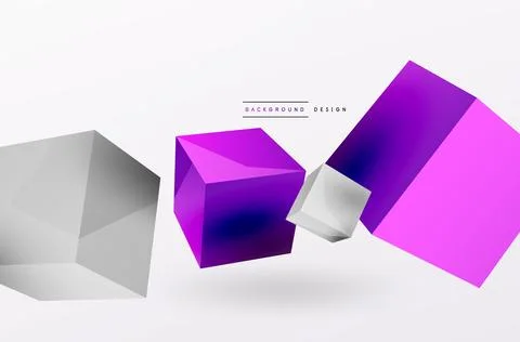 3d cubes vector abstract background. Composition of 3d square shaped basic Stock Illustration