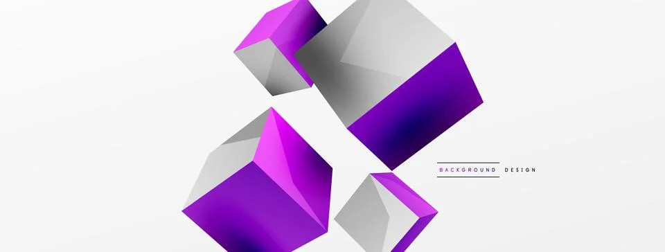3d cubes vector abstract background. Composition of 3d square shaped basic Stock Illustration