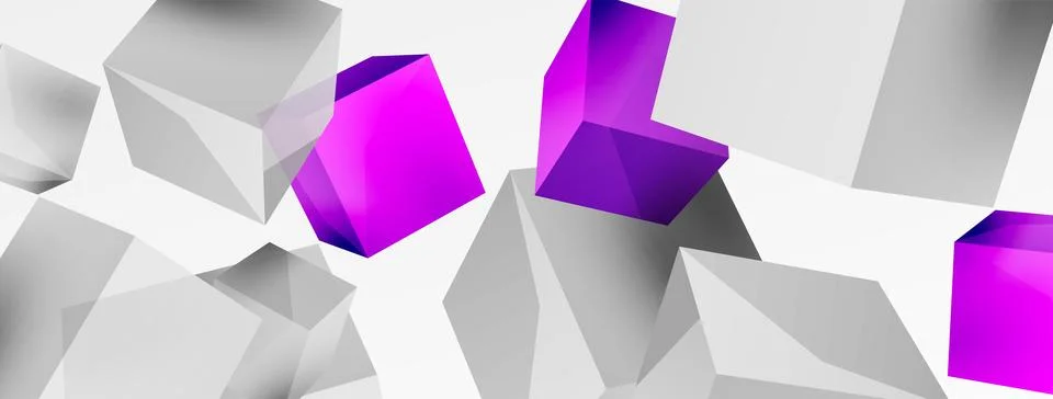 3d cubes vector abstract background. Composition of 3d square shaped basic Stock Illustration