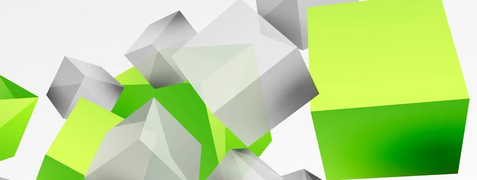 3d cubes vector abstract background. Composition of 3d square shaped basic Stock Illustration