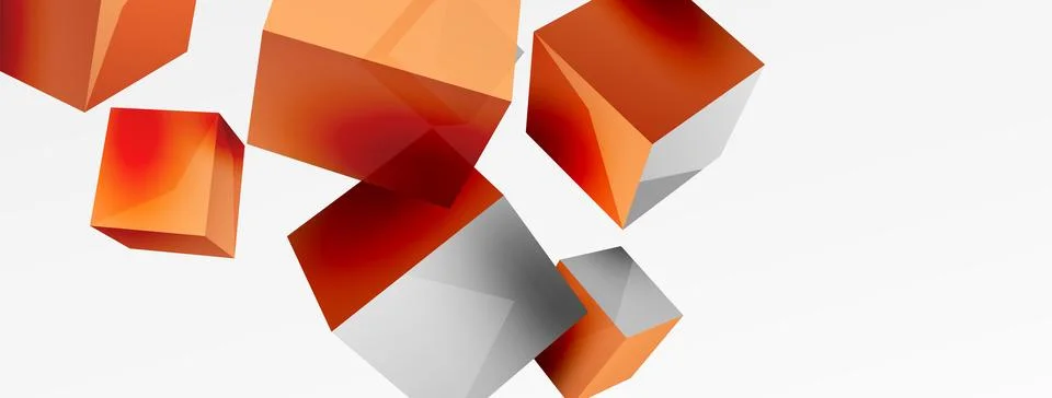 3d cubes vector abstract background. Composition of 3d square shaped basic Stock Illustration
