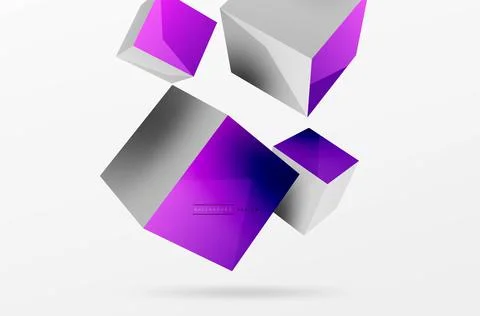 3d cubes vector abstract background. Composition of 3d square shaped basic Stock Illustration