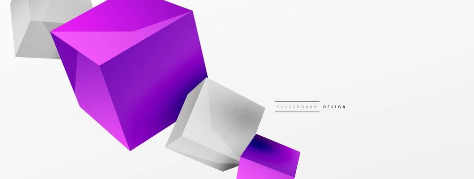 3d cubes vector abstract background. Composition of 3d square shaped basic Stock Illustration