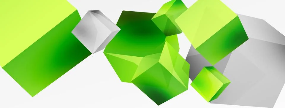 3d cubes vector abstract background. Composition of 3d square shaped basic Stock Illustration