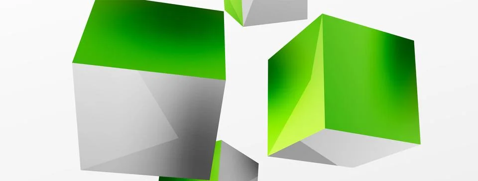 3d cubes vector abstract background. Composition of 3d square shaped basic Stock Illustration