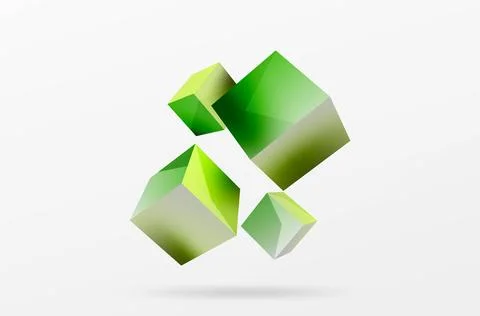 3d cubes vector abstract background. Composition of 3d square shaped basic Stock Illustration