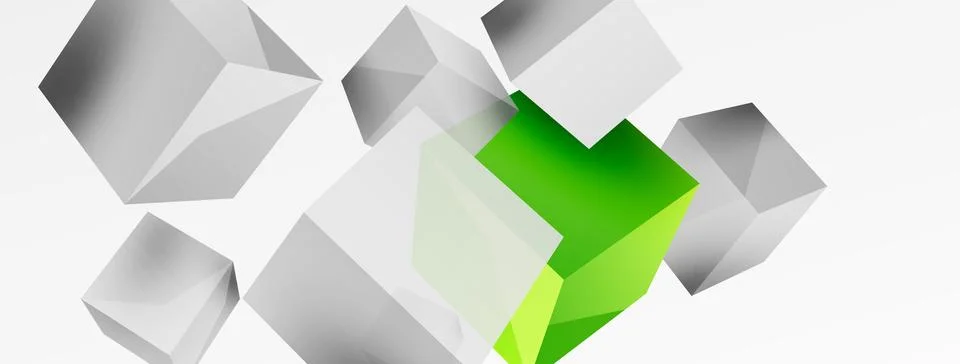 3d cubes vector abstract background. Composition of 3d square shaped basic Stock Illustration