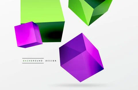 3d cubes vector abstract background. Composition of 3d square shaped basic 스톡 일러스트