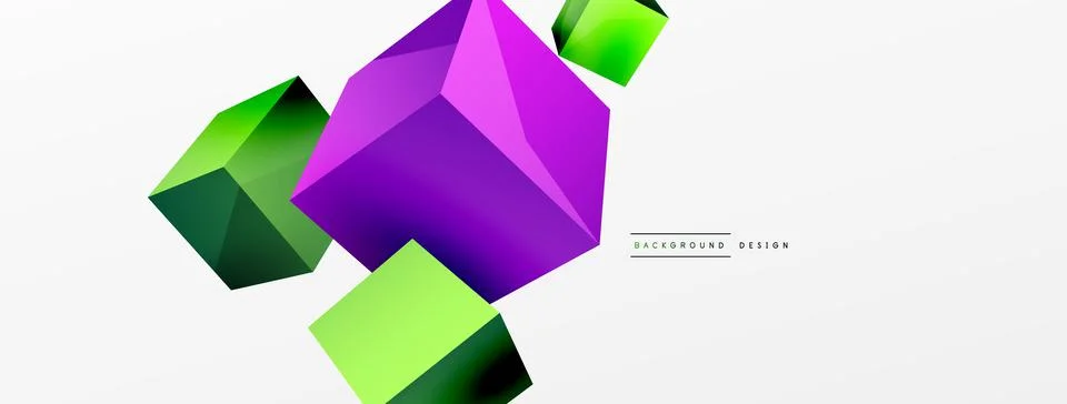 3d cubes vector abstract background. Composition of 3d square shaped basic Illustrazione stock