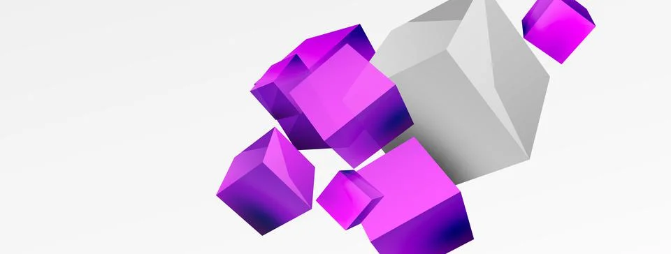 3d cubes vector abstract background. Composition of 3d square shaped basic Stock Illustration