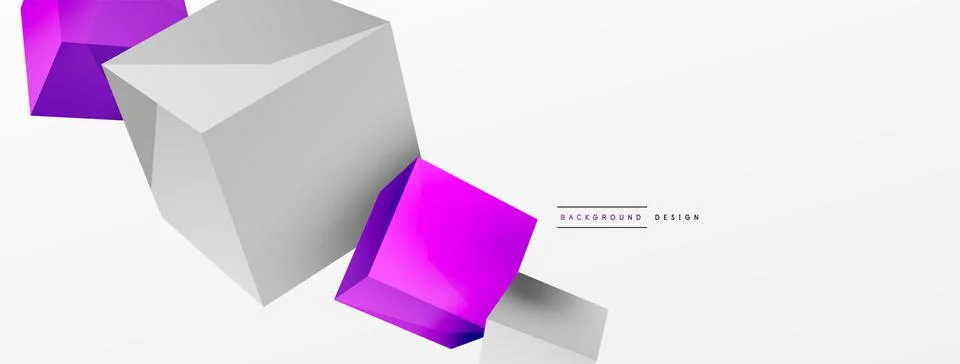 3d cubes vector abstract background. Composition of 3d square shaped basic Stock Illustration