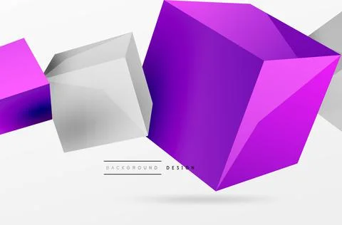 3d cubes vector abstract background. Composition of 3d square shaped basic Stock Illustration