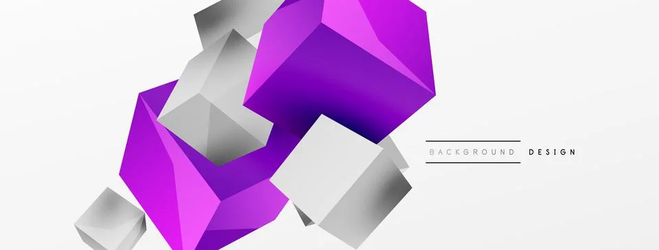 3d cubes vector abstract background. Composition of 3d square shaped basic Stock Illustration