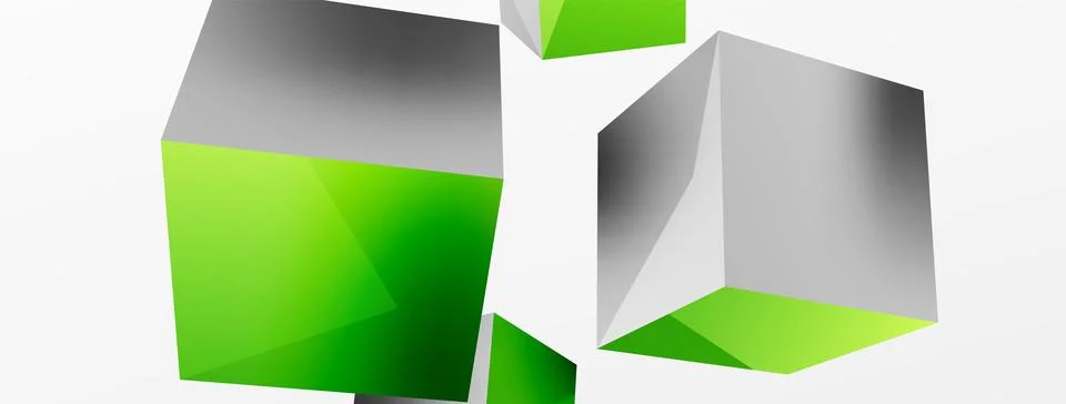 3d cubes vector abstract background. Composition of 3d square shaped basic Stock Illustration