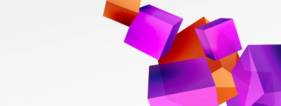 3d cubes vector abstract background. Composition of 3d square shaped basic Stock Illustration