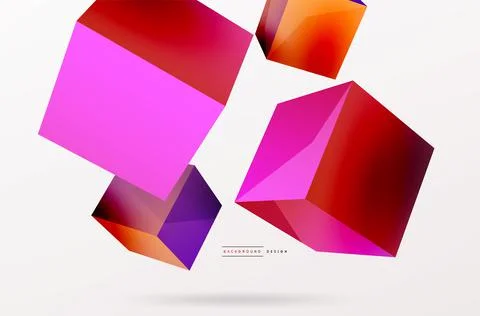 3d cubes vector abstract background. Composition of 3d square shaped basic Stock Illustration