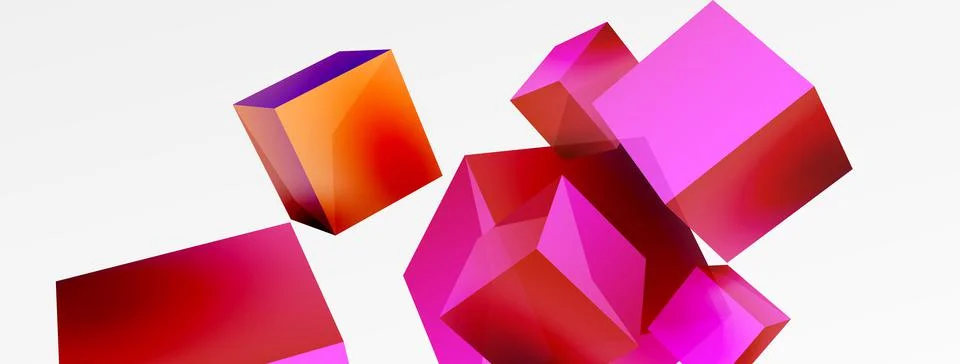 3d cubes vector abstract background. Composition of 3d square shaped basic Stock Illustration