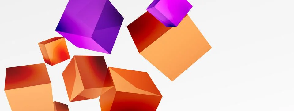3d cubes vector abstract background. Composition of 3d square shaped basic Stock Illustration