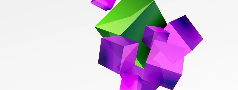 3d cubes vector abstract background. Composition of 3d square shaped basic Illustrazione stock