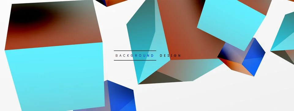 3d cubes vector abstract background. Composition of 3d square shaped basic Stock Illustration