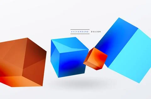 3d cubes vector abstract background. Composition of 3d square shaped basic Stock Illustration