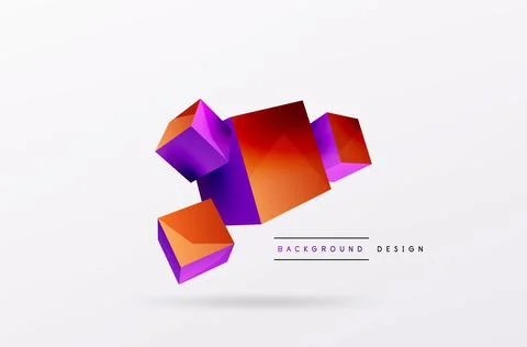 3d cubes vector abstract background. Composition of 3d square shaped basic Stock Illustration